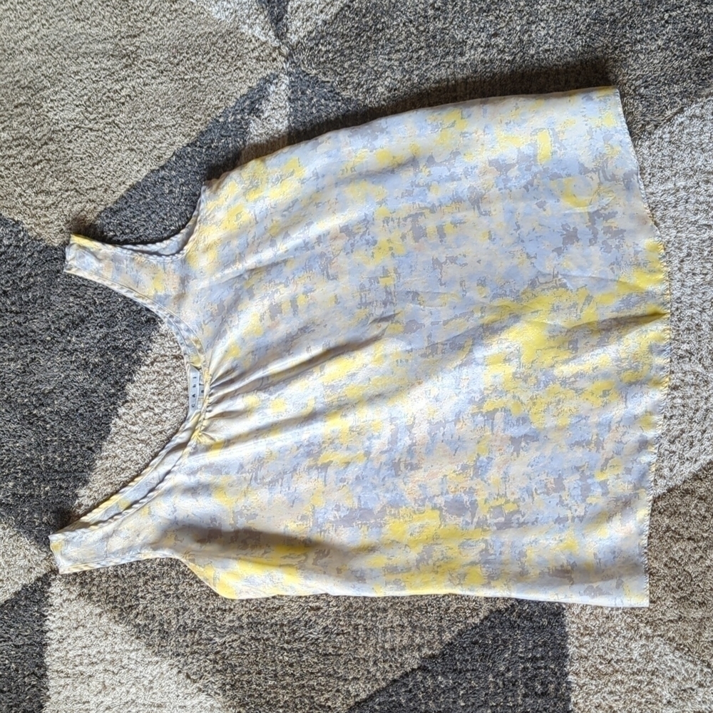 CAbi 100% Silk Sleeveless Blouse Top Buttons at Back